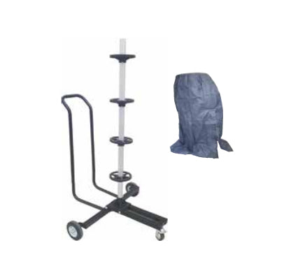 HP Autozubehör Felgenbaum 4 Regale – freistehend, mit Feststellbremse, schwarz/silber, für Reifen bis 225 mm