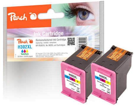 Peach 302XL Tintenpatronen-Multipack, 2er-Set (Kompatibel) – für HP DeskJet 1110/2130/3630 …