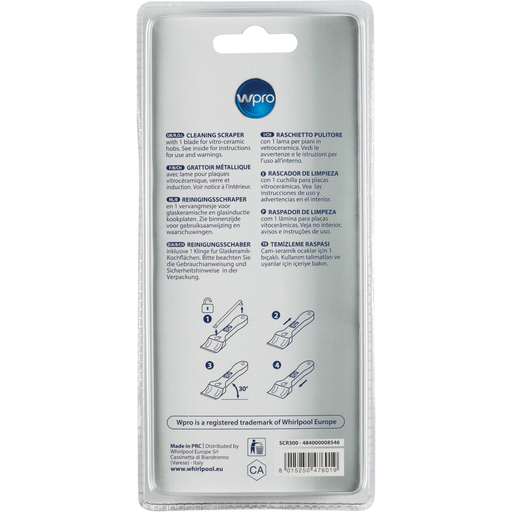 Wpro Schaber SCR300 – Stahlklinge, 0,5 × 4,2 × 9,0 cm, für Keramik, Induktion