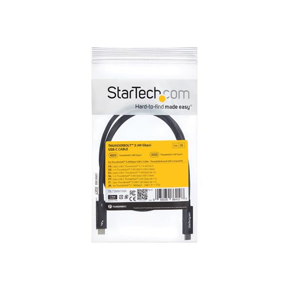 StarTech.com Thunderbolt 3 (USB-C) Kabel – 40 Gbit/s – 1 m – PVC-Mantel, Nickelkontakte – Schwarz