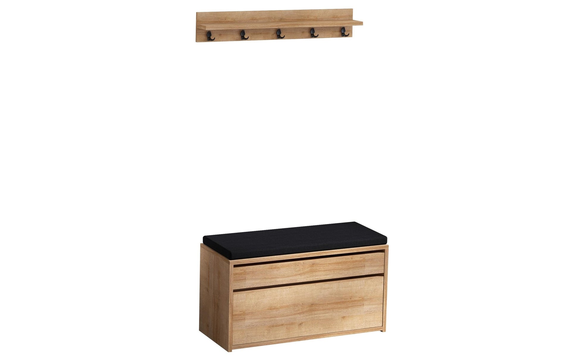 Woody Fashion Wandgarderobe – 5 Haken, Spanplatte/Metall, Braun, 80 × 14 × 17 cm