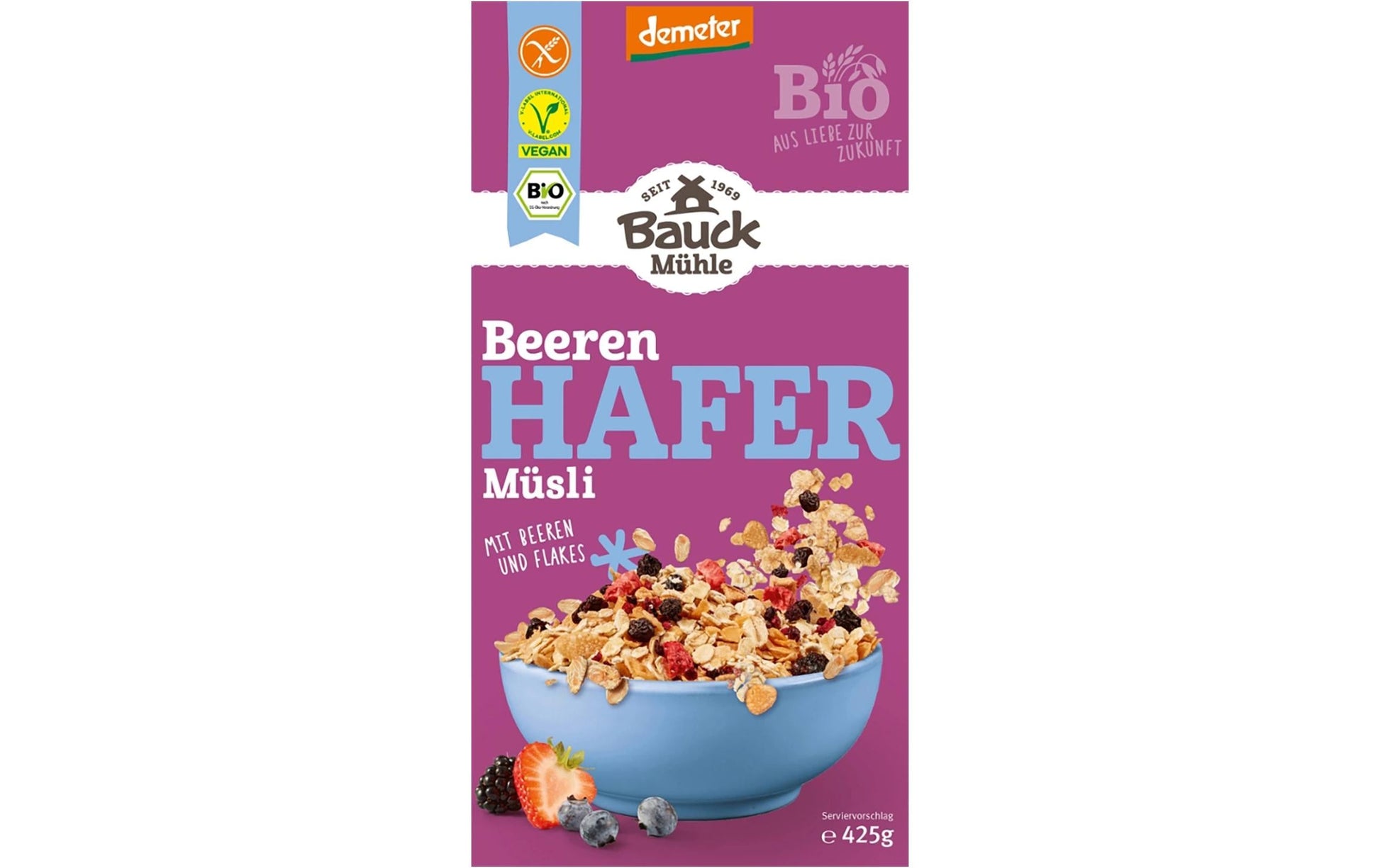 Bauck Mühle Hafer Müesli Beeren – Bio, glutenfrei – 425 g