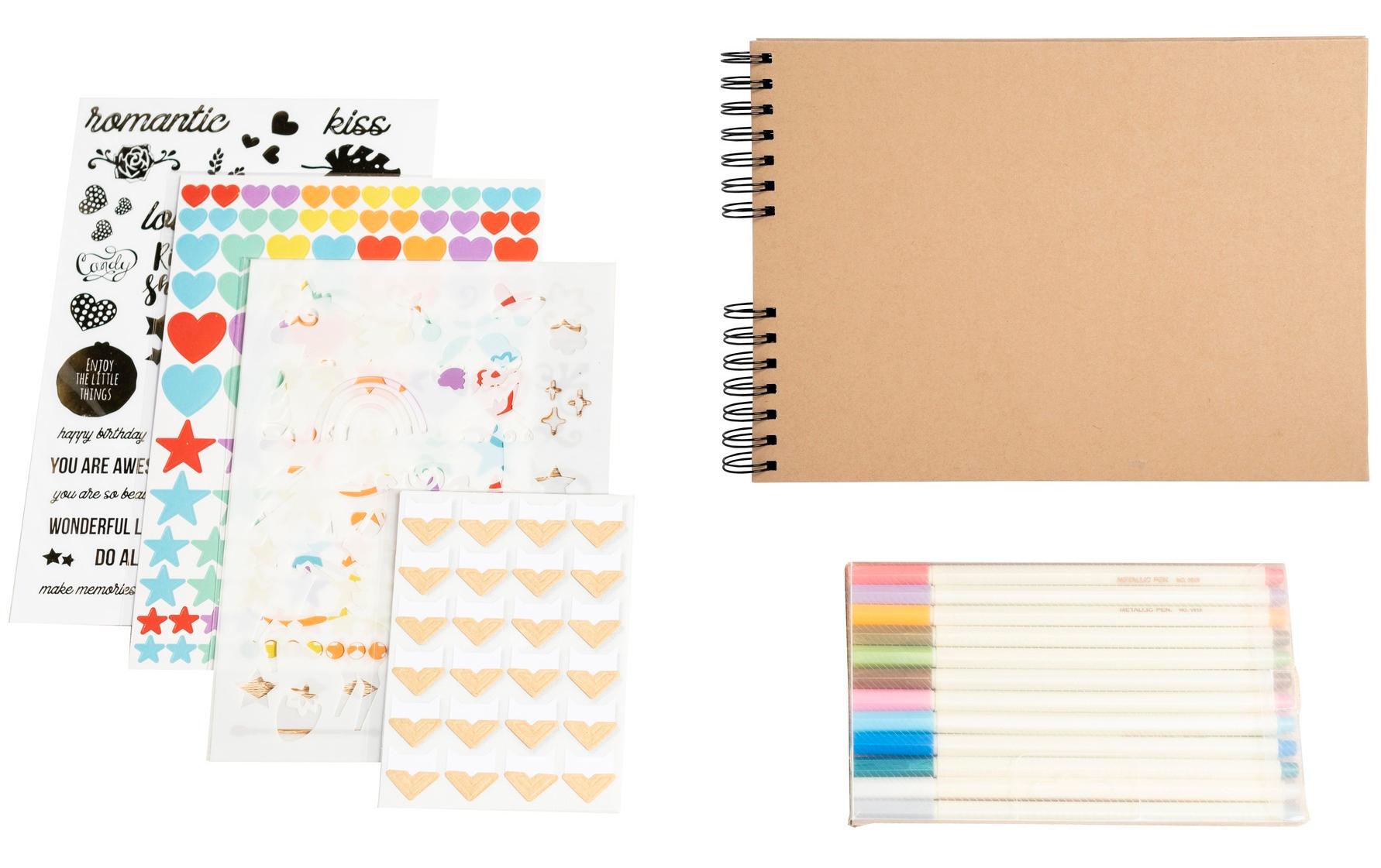 Exacompta Scrap Addict – Scrapbooking-Set – Fotoalbum 32 × 22 cm – inkl. 12 Metallic-Marker, 300 Sticker