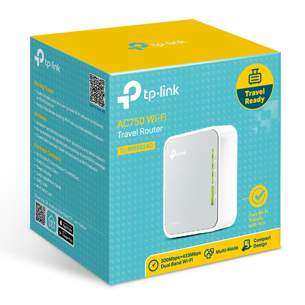 TP-Link TL-WR902AC – WLAN-Router – Wi-Fi 5 Dual-Band (2,4/5 GHz), 433 Mbit/s