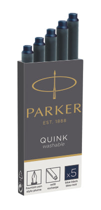Parker Tintenpatronen Quink – Blau-Schwarz, dokumentenecht, wasserfest, geruchsarm