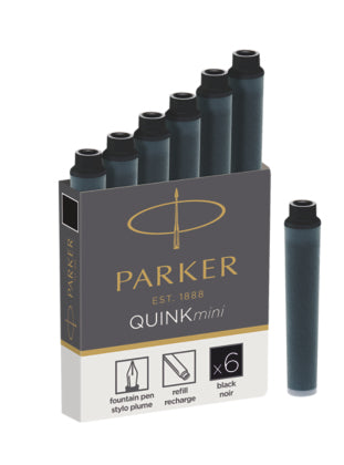 Parker Tintenpatronen Quink mini – schwarz, dokumentenecht, wasserfest, geruchsarm