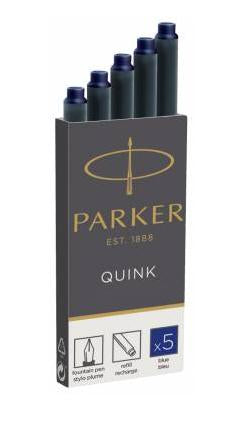 Parker Tintenpatronen Quink – blau, dokumentenecht, wasserfest, geruchsarm, 5 Stk.
