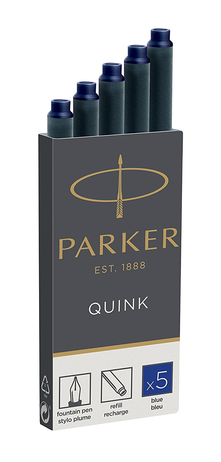 Parker Quink 1950402 Füllhalter-Patrone – Blau, 5er-Pack