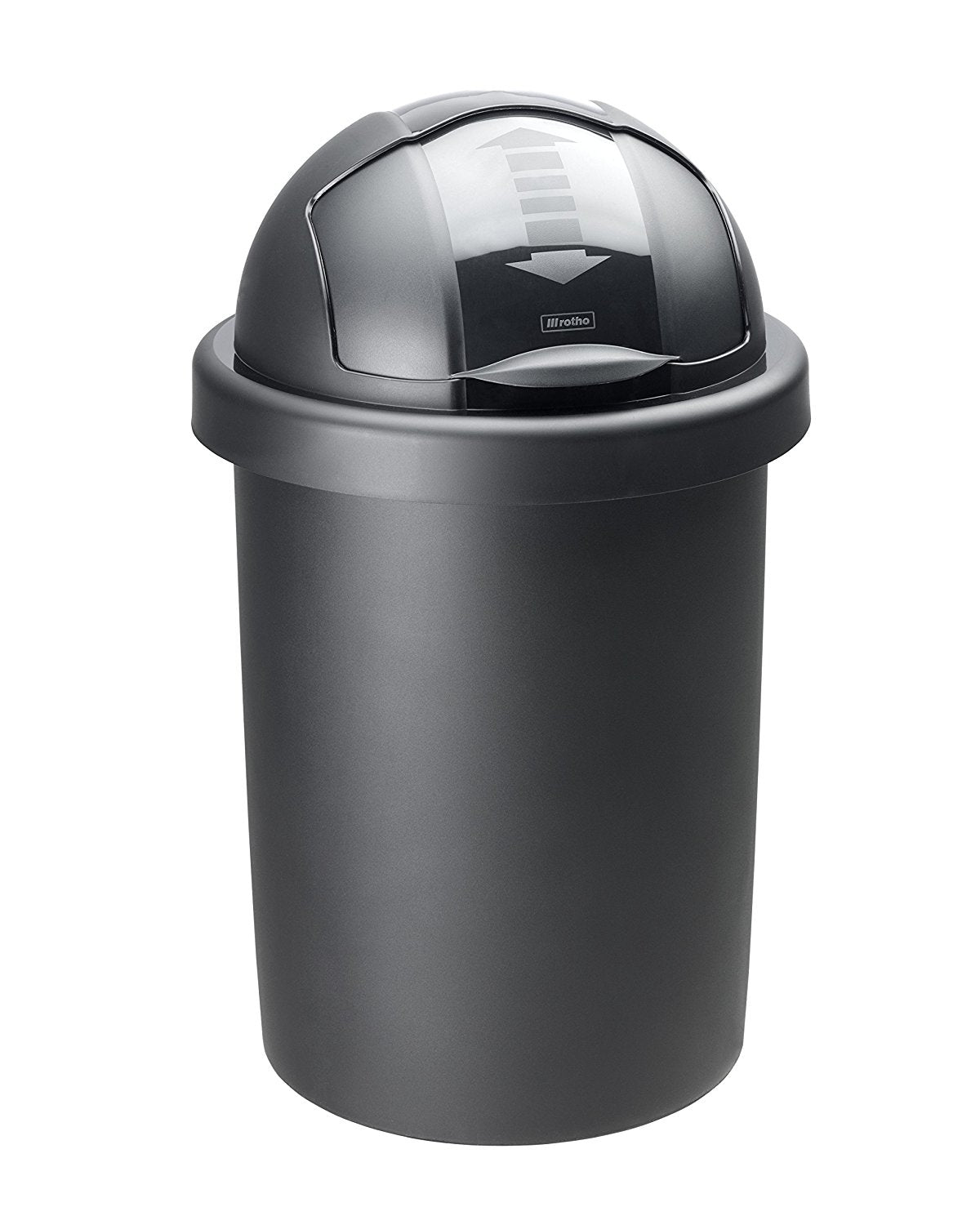 Rotho Abfallcontainer Roll Bob – 30 l, mit Deckel, Kunststoff, schwarz – B × H × T 355 × 595 × 355 mm