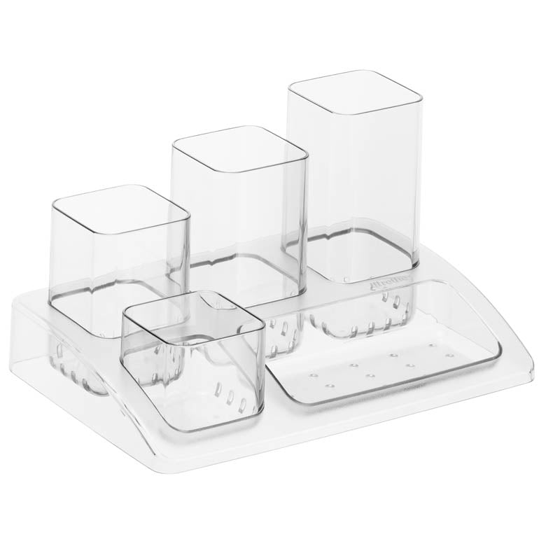Rotho Büro-Boy Stifteköcher – 5 Fächer, transparent, Polypropylen (PP), B 185 × H 100 × T 125 mm
