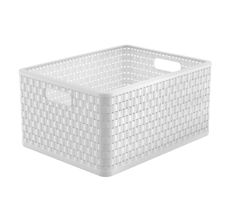 Rotho Country Aufbewahrungskorb 28 l – Polypropylen (PP) – Weiss – für A4 – 430 × 215 × 330 mm