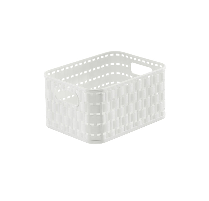 Rotho Country Aufbewahrungskorb 2 L – Recycling-Kunststoff – Weiss – mit Griff, BPA-frei – 137 × 98 × 183 mm