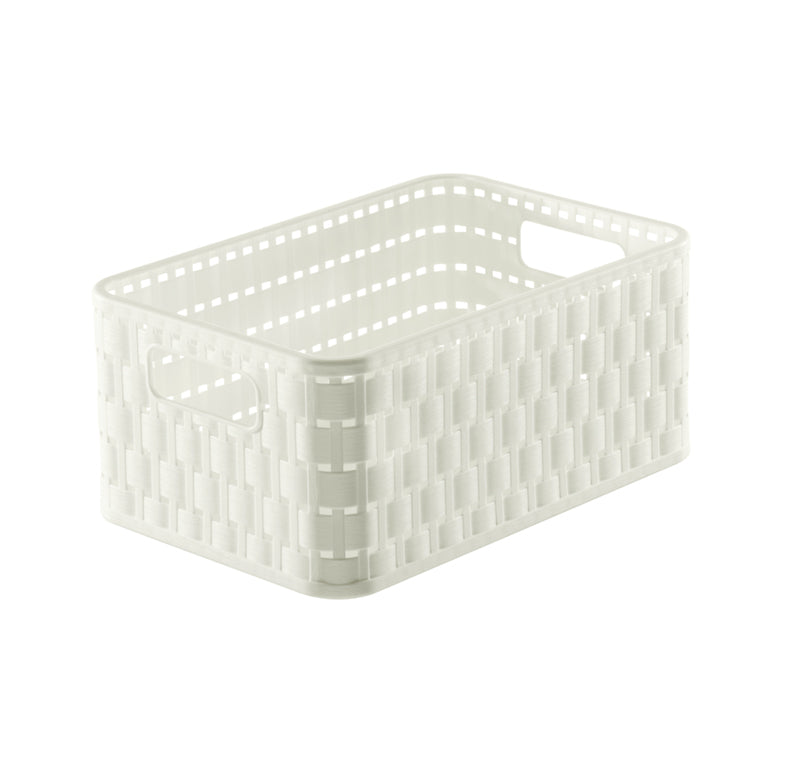 Rotho Country Aufbewahrungskorb 4 l – Recycling-Kunststoff – Weiss – mit Griff – 158 × 108 × 237 mm