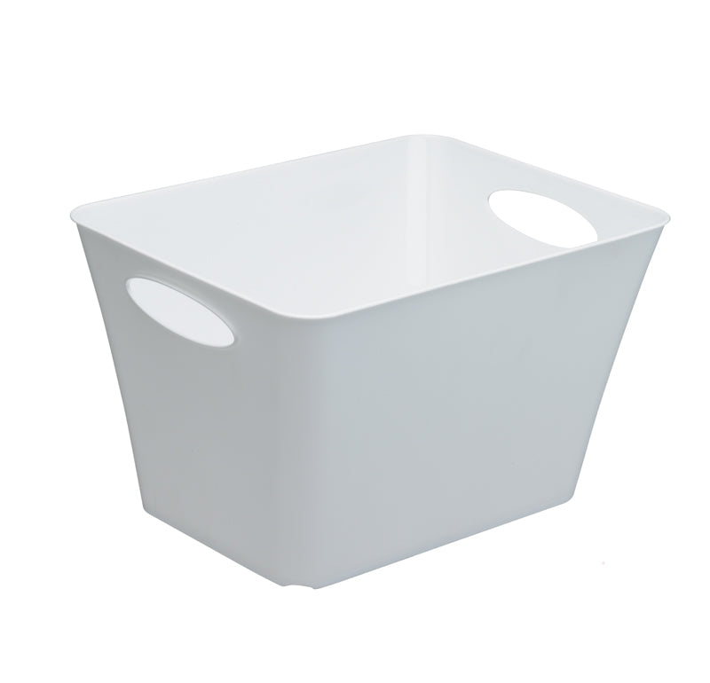 Rotho Living Aufbewahrungskorb 44 l – Kunststoff – Weiss – stapelbar, mit Tragegriff – 392 × 310 × 526 mm