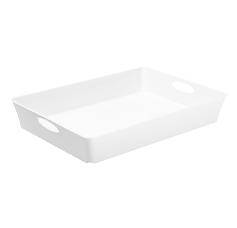Rotho Briefkorb – Kunststoff, für C4, stapelbar, mit Griffausschnitt, weiss, B 270 × H 60 × T 375 mm