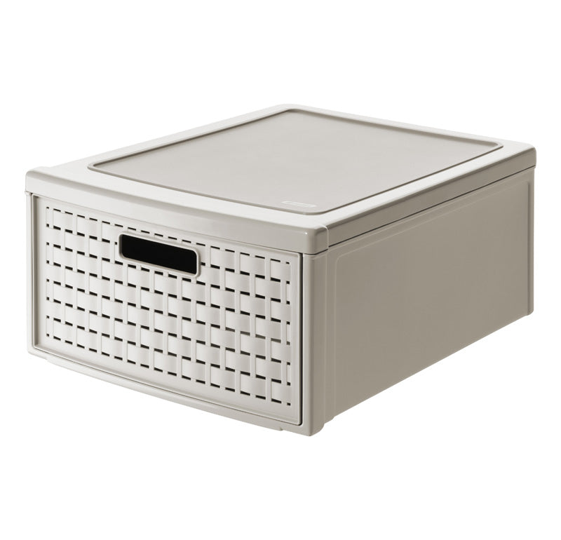 Rotho Country Schubladenturm 1 Schublade – Recycling-Kunststoff – Beige – 340 × 200 × 450 mm
