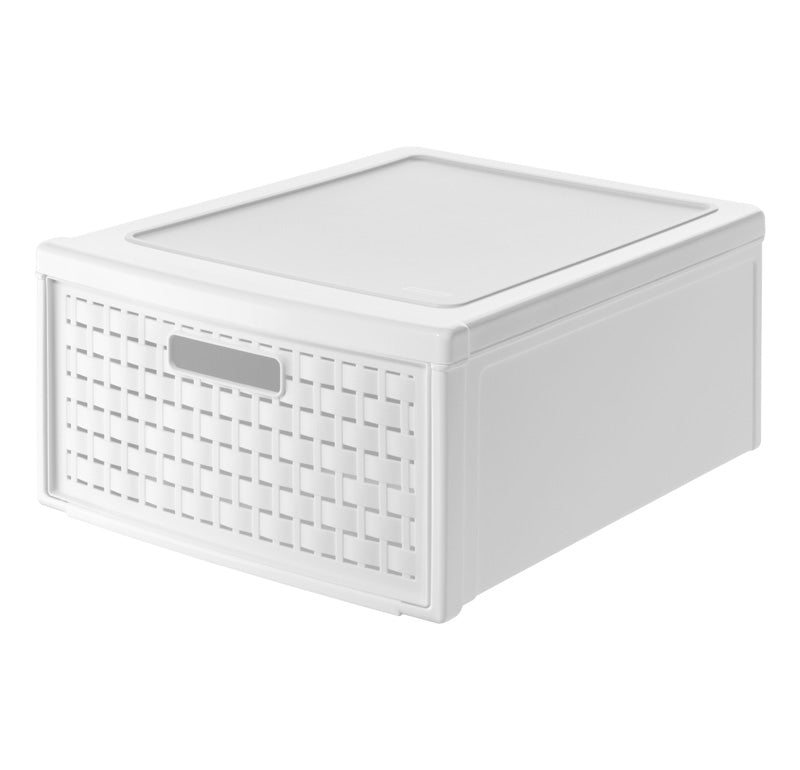 Rotho Country Aufbewahrungsbox 19,2 l – Recycling-Kunststoff – Weiss – 340 × 200 × 450 mm