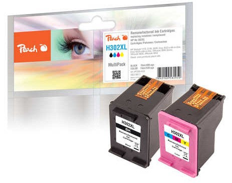 Peach 302XL Tintenpatronen-Multipack, Schwarz/Dreifarbig (Kompatibel) – für HP DeskJet 2130, Envy 4520…