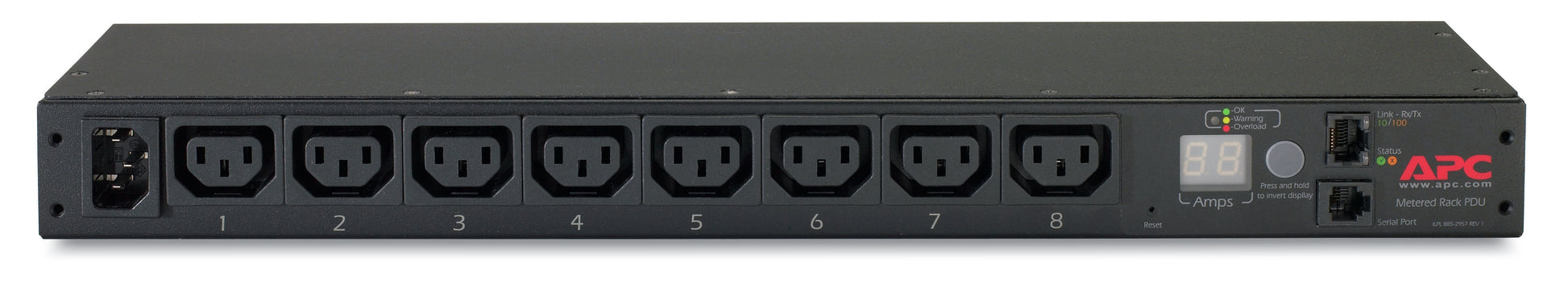 APC Rack-PDU mit Messfunktion, 8× IEC C13, 12 A/208 V, 10 A/230 V, Stecker C14, 0U/1U, Horizontal/Vertikal, 2,3 kW