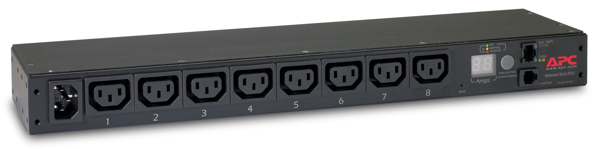APC Rack-PDU mit Messfunktion, 8× IEC C13, 12 A/208 V, 10 A/230 V, Stecker C14, 0U/1U, Horizontal/Vertikal, 2,3 kW