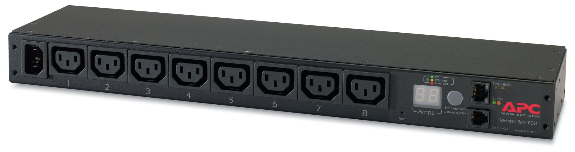 APC Rack-PDU mit Messfunktion, 8× IEC C13, 12 A/208 V, 10 A/230 V, Stecker C14, 0U/1U, Horizontal/Vertikal, 2,3 kW