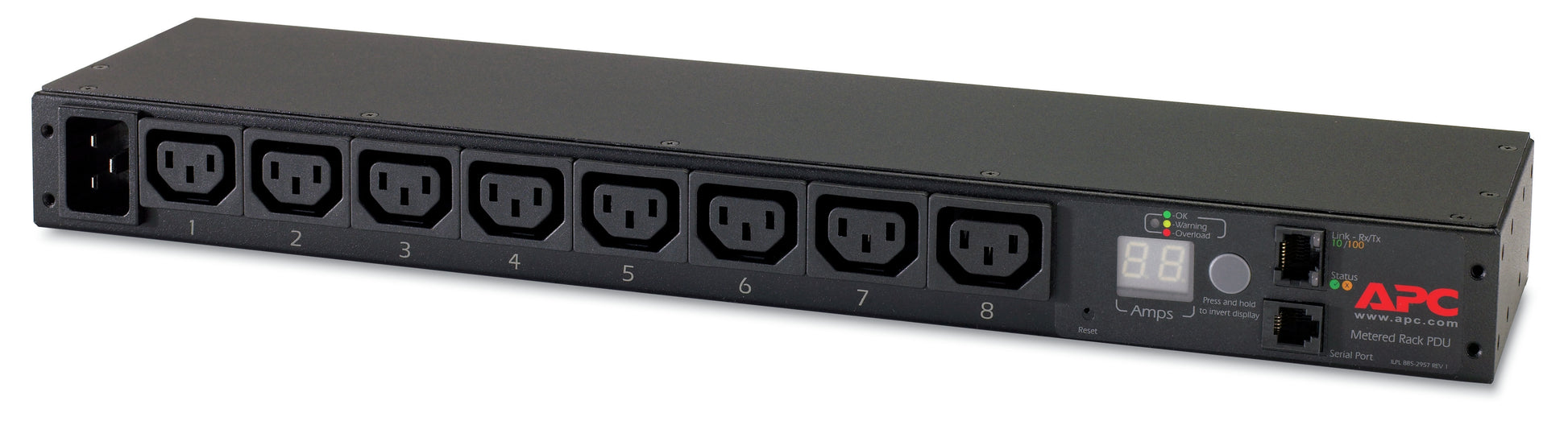 APC Rack-PDU (mit Messfunktion) 3680 W – 16 A 200–230 V, 1U – C13×8, Eingang IEC C20 – schwarz