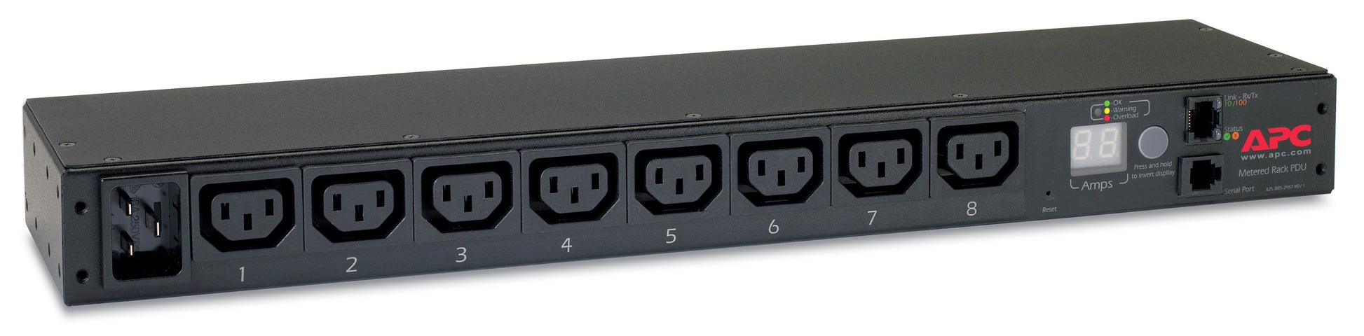 APC Rack-PDU (mit Messfunktion) 3680 W – 16 A 200–230 V, 1U – C13×8, Eingang IEC C20 – schwarz