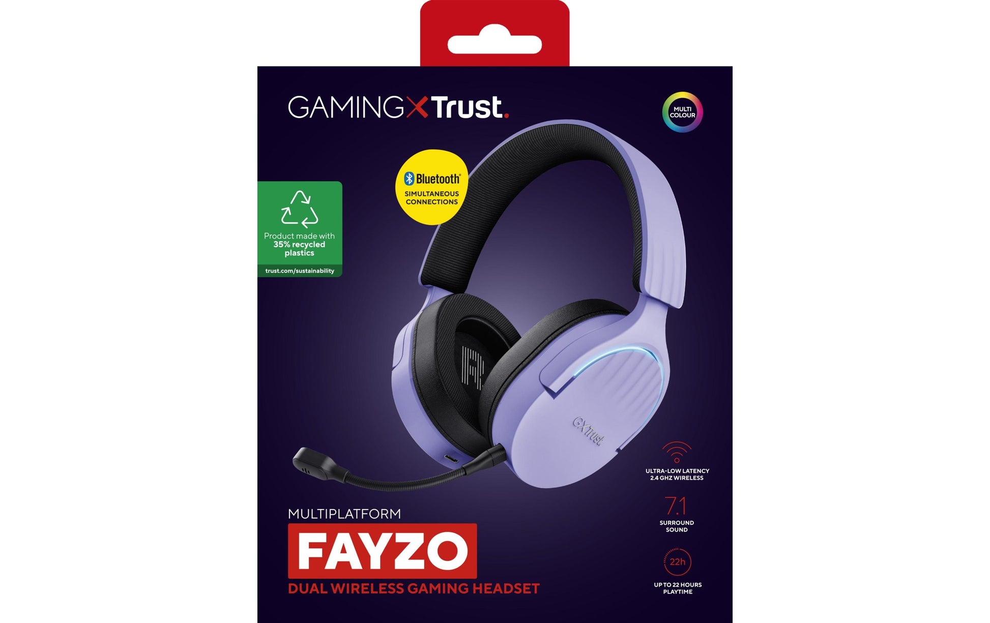 Trust GXT 491P FAYZO – Over-Ear Gaming-Headset – USB-A, Surround-Sound, Stummschaltung – Schwarz/Violett