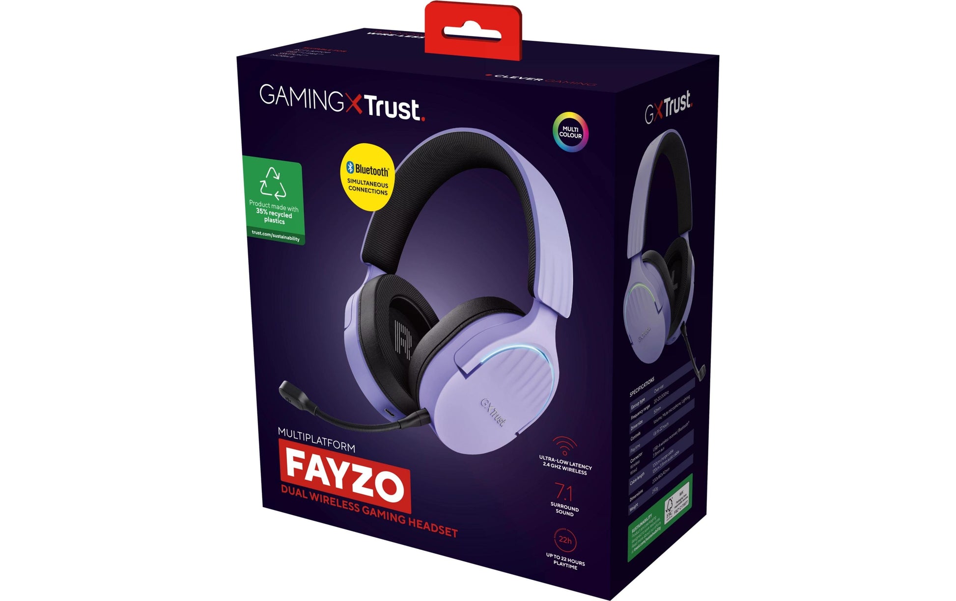 Trust GXT 491P FAYZO – Over-Ear Gaming-Headset – USB-A, Surround-Sound, Stummschaltung – Schwarz/Violett