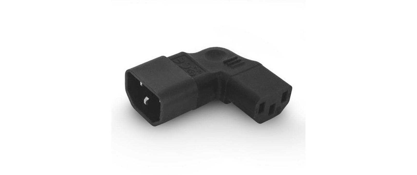 Alpha Elettronica 23-33/3-2 Netzadapter C13 zu C14 – Abgewinkelt 90°, Schwarz, für IEC C13/C14