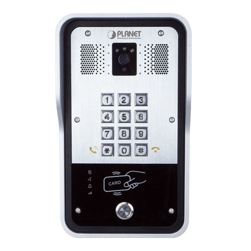 PLANET IP-Türsprechanlage – 1 MP, 12-Tasten-Tastenfeld, RFID, PoE, 10/100/1000, IP65, IK10, Wandmontage