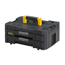 Stanley Werkzeugkoffer TSTAK IV, 337 × 440 × 176 mm, 8 l, Kunststoff, Schwarz, Tragegriff, 2 Schubladen