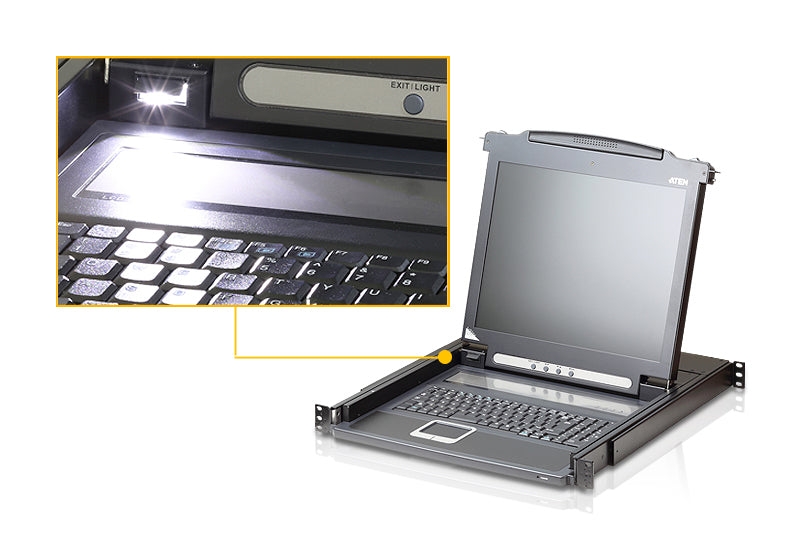 ATEN CL1000N – KVM-Konsole – 19" Rack, 1U, 19" LCD, VGA, PS/2, US-Layout, Schwarz