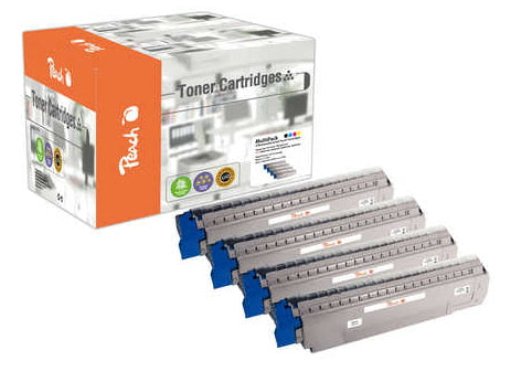 Peach Toner-Multipack 0F111949 – BK/C/M/Y, schwarz 7000, C/M/Y 7300 Seiten – für OKI MC861/MC851/MC862 u. a.