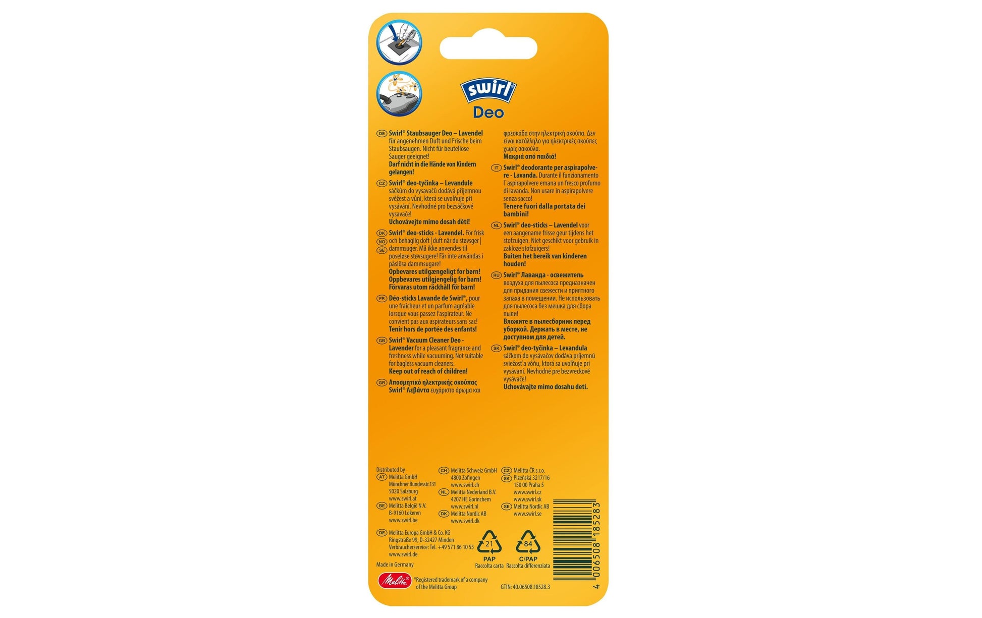 Swirl Staubbeutel Deo-Sticks Lavendel – 5 Stück, für Staubsauger-Staubbeutel