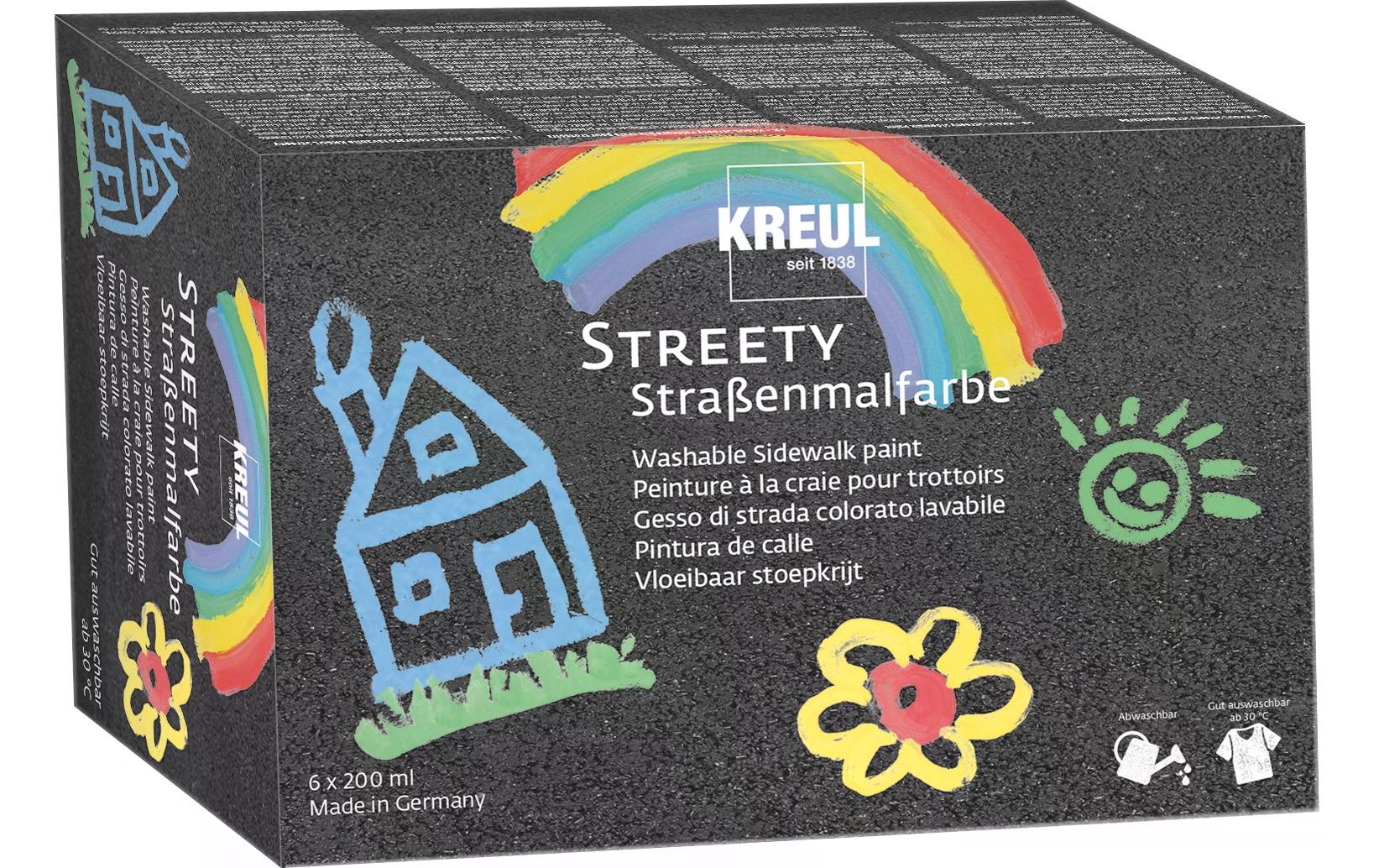 KREUL Streety Strassenmalfarbe – 6 Farben, 6×200 ml (1,2 l) – für Stein