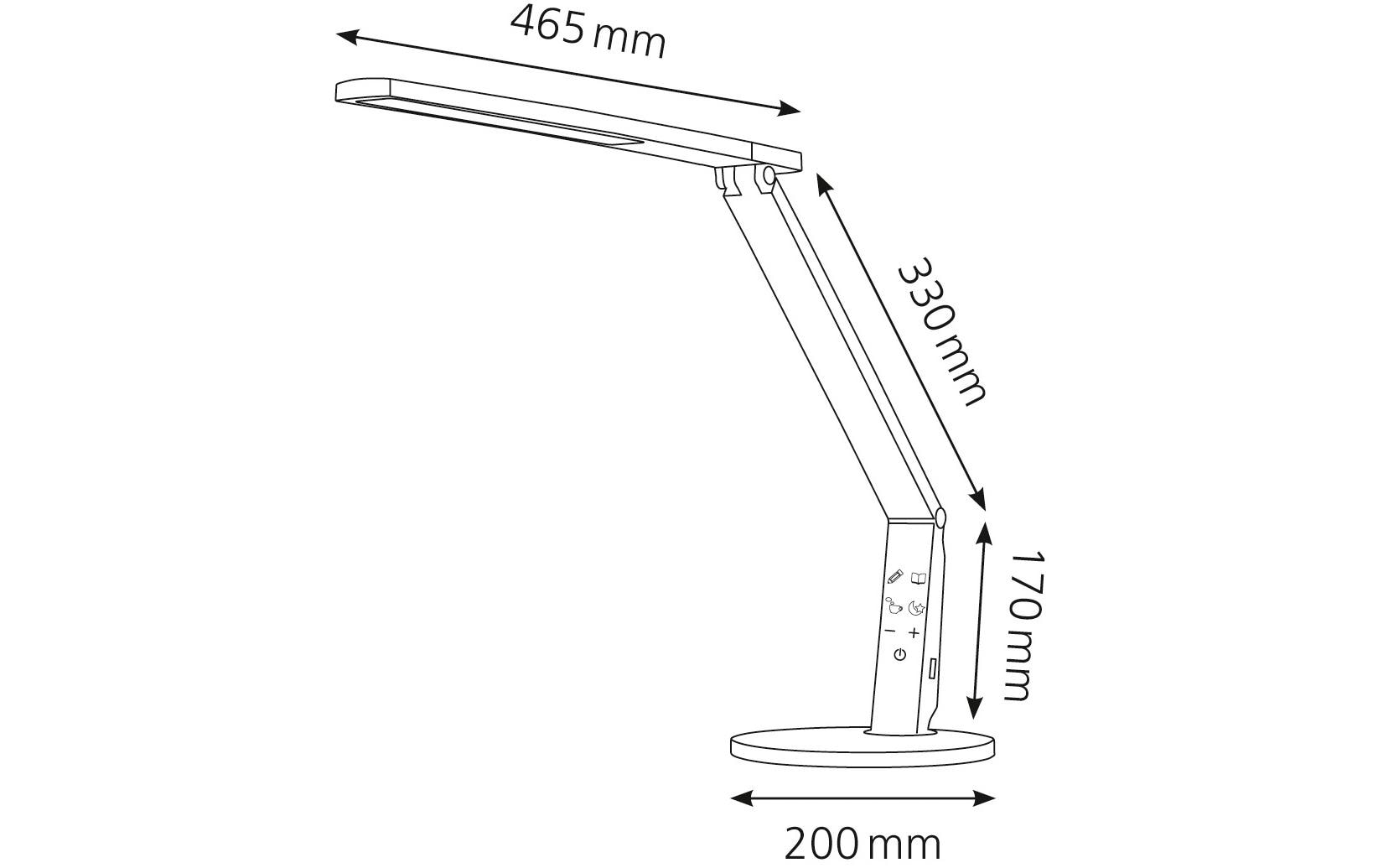 Hansa Vario Plus Tischleuchte – 2700–6400 K, dimmbar, USB-Anschluss, 620 lm, anthrazit