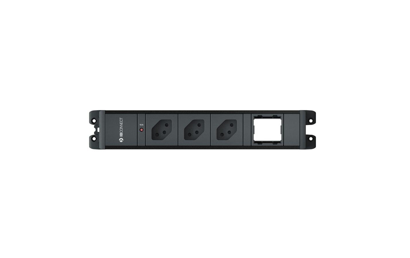 Max Hauri AG CUBO Tischsteckdosenleiste, 3×T13, Tisch/Bank, 328,4×54×54 mm – Schwarz