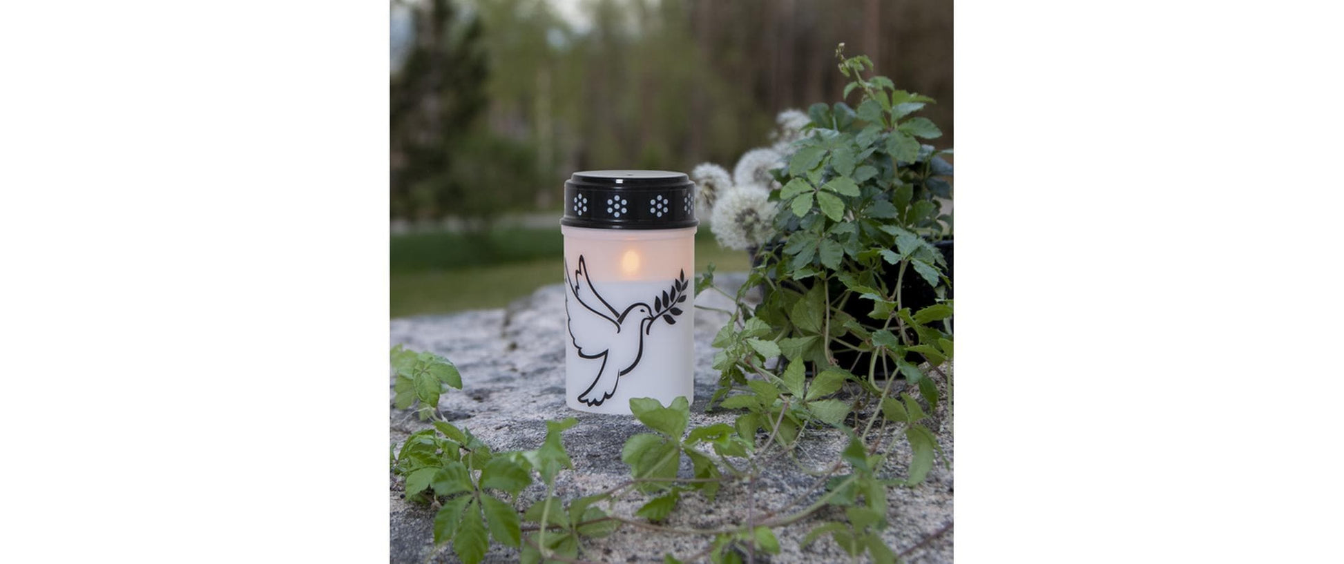 Star Trading Grablicht Taube – Ø 7,5 × 12,5 cm – Kunststoff, weiss, Timer 6/18 h