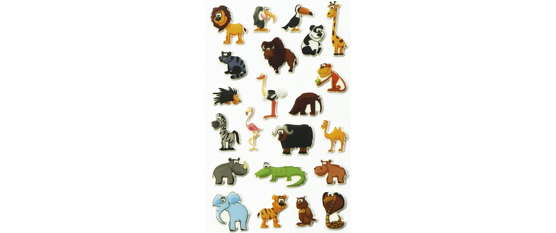 Clairefontaine Sticker – 7,5 × 12 cm, Wildtiere, mehrfarbig – Kunststoff