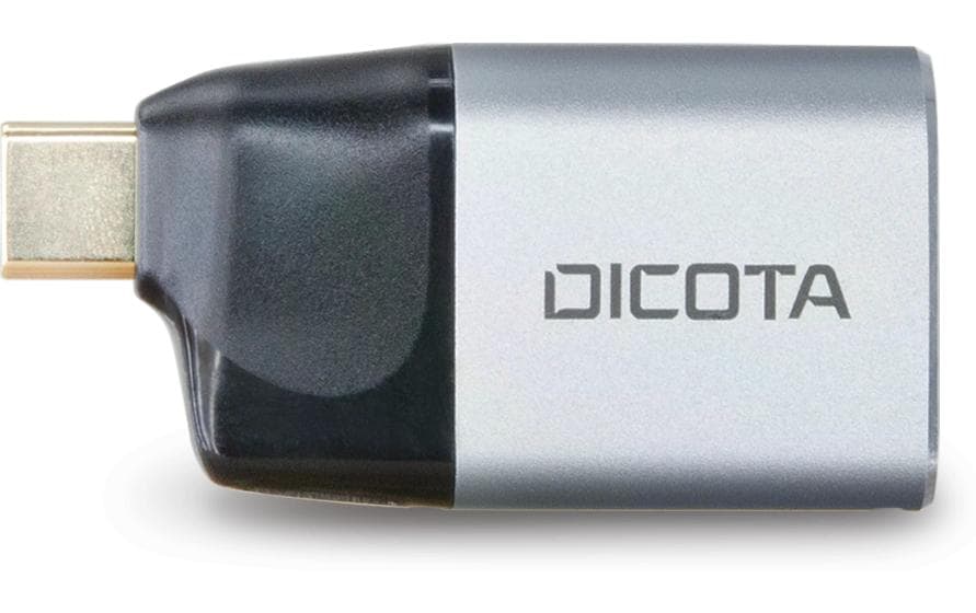 DICOTA D32047 USB-C-zu-HDMI-Adapter – 4K (3840 × 2160) @ 60 Hz, PD 100 W, Metall, Schwarz/Silber