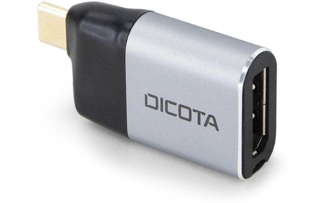 DICOTA D32046 Adapter USB-C zu Mini DisplayPort – 8K (7680 × 4320), PD 100 W – Schwarz/Silber
