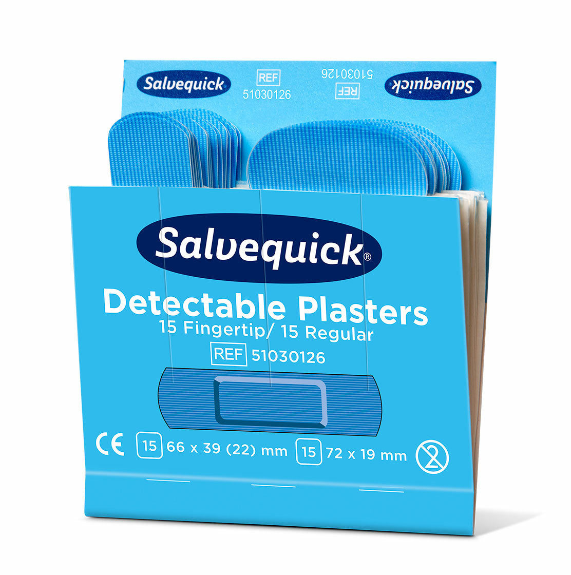 Cederroth Salvequick Fingerkuppen-Pflaster Nachfüllpackung – detektierbar – sortiert – 6 × 30 Stk.