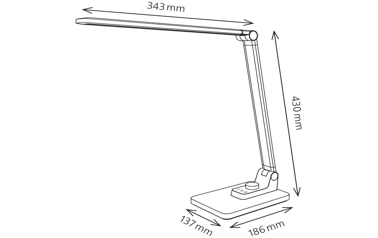 Hansa LED-Tischleuchte Breeze – stufenlos dimmbar, dreh-/neigbar – 3000–5800 K – 450 lm, 9 W – silber, ABS