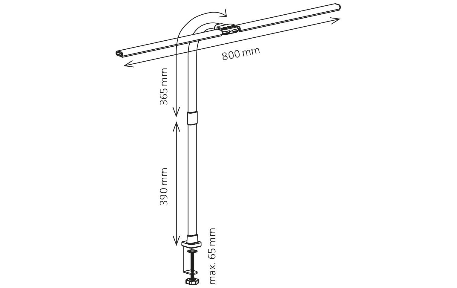 Hansa Nova Bildschirmleuchte – 3000–6500 K, dimmbar, für 65 mm Klemmweite, 80 cm, schwarz