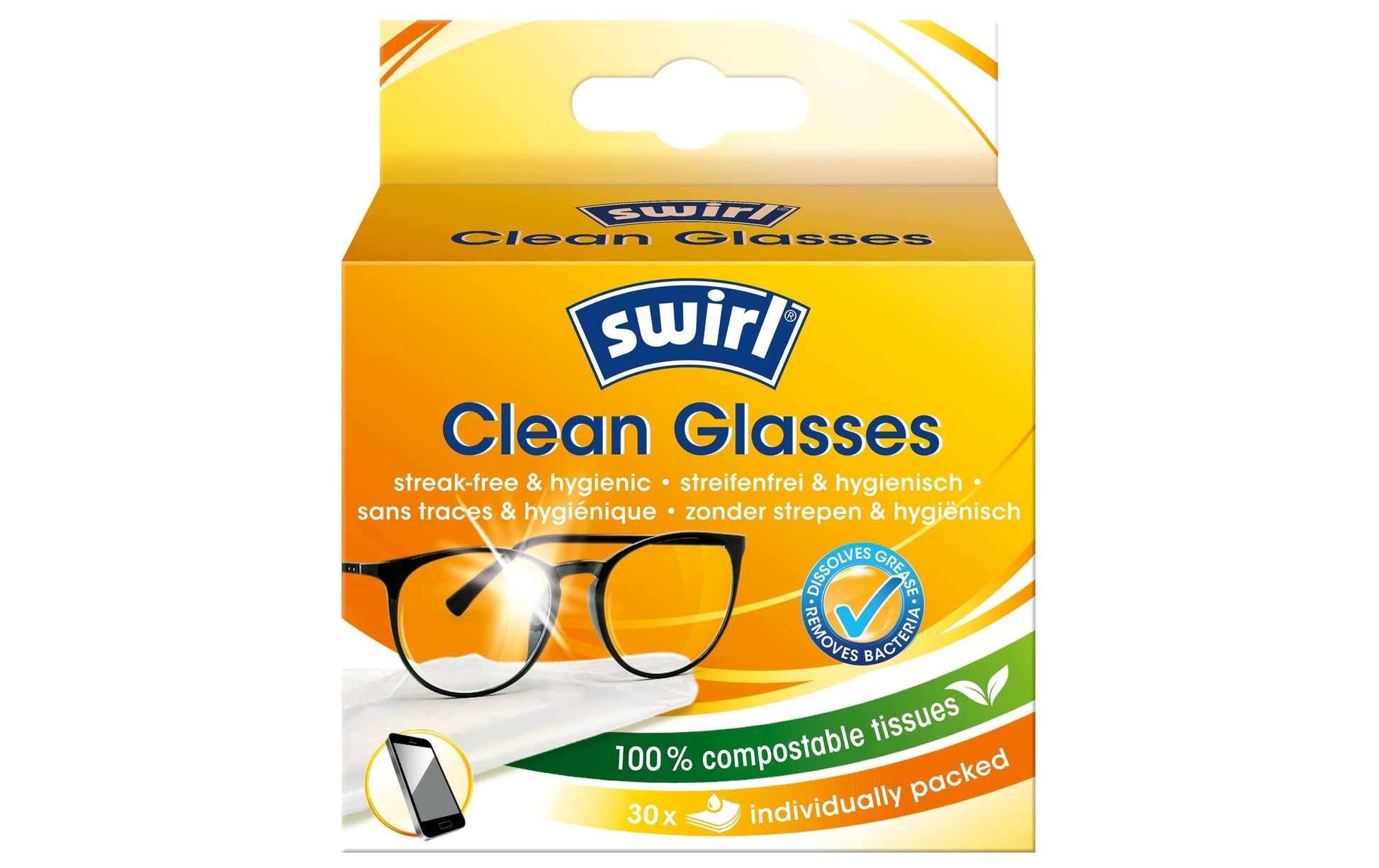 Swirl Brillenputztuch – ohne Duft – für Brille – 30 Stk.