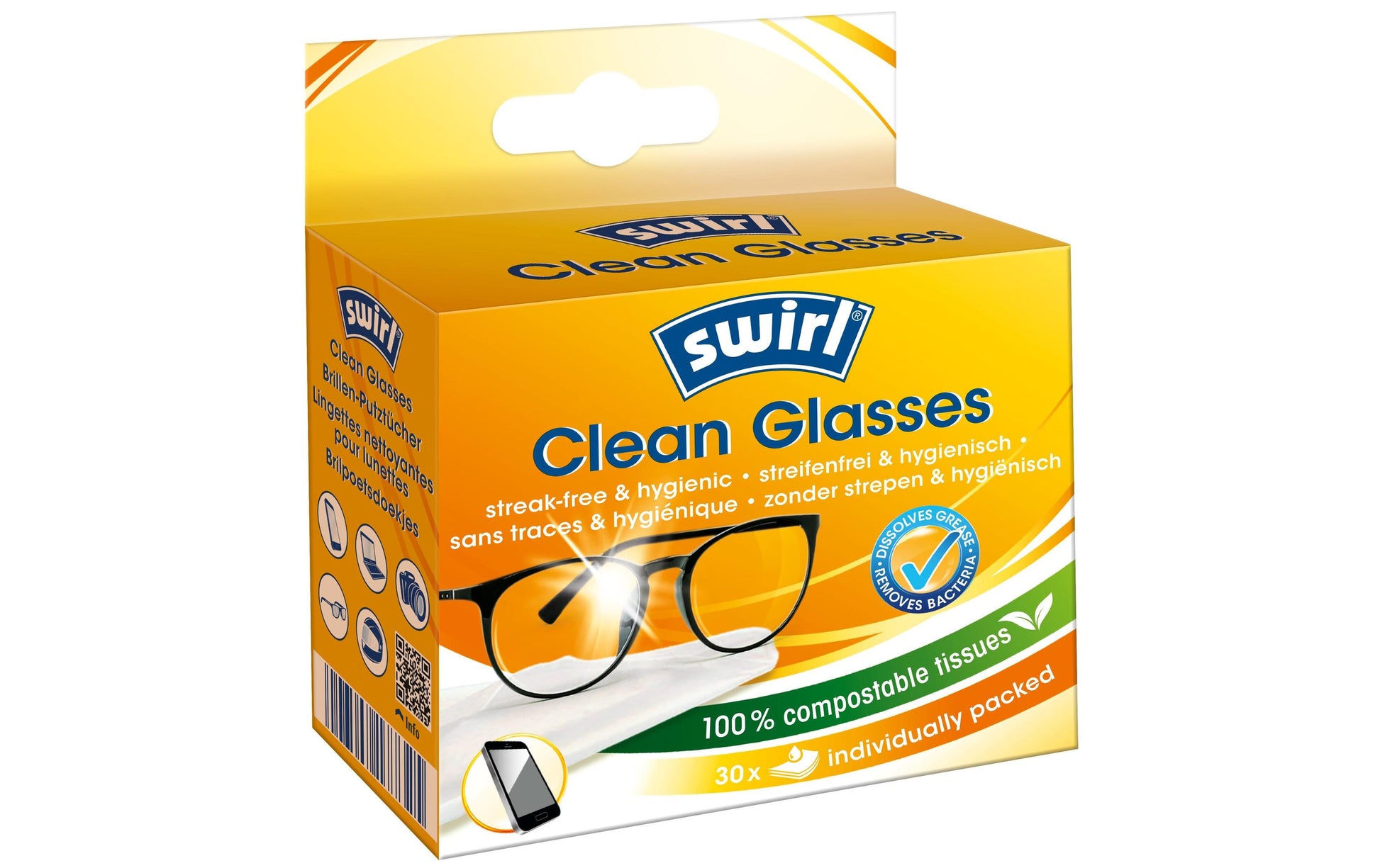 Swirl Brillenputztuch – ohne Duft – für Brille – 30 Stk.