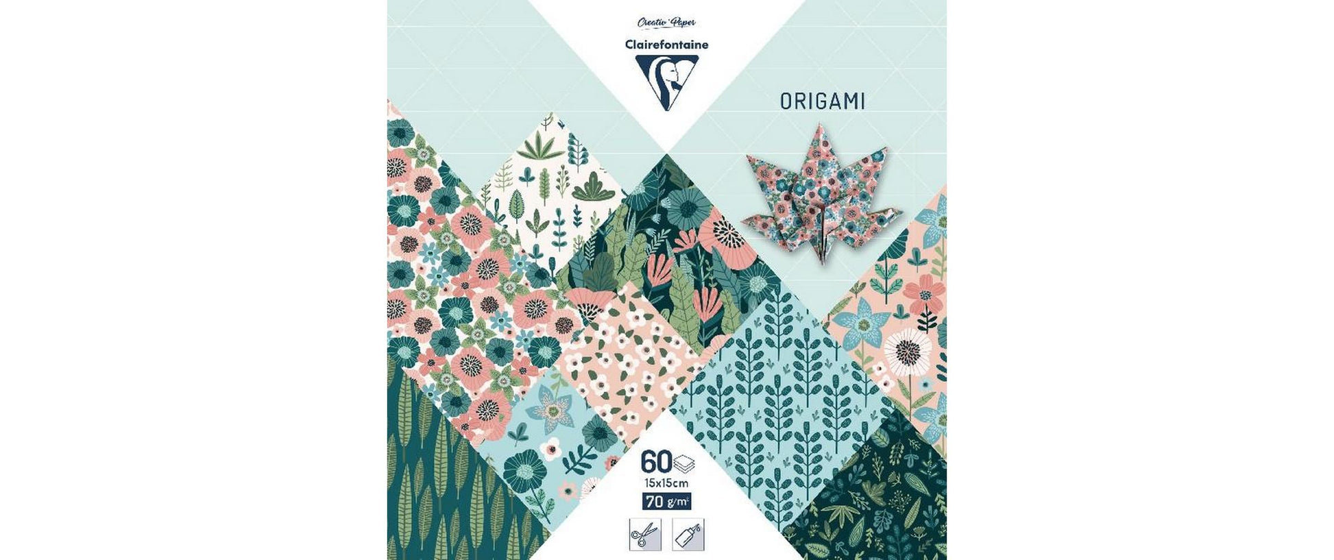 Clairefontaine Origamipapier – 15 × 15 cm, dunkelgrün, 70 g/m² – 60 Blatt