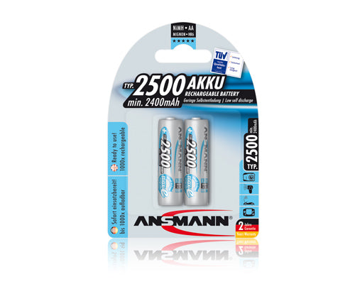 Ansmann AA Akkus, NiMH, 2500 mAh, 1,2 V – 2 Stk.