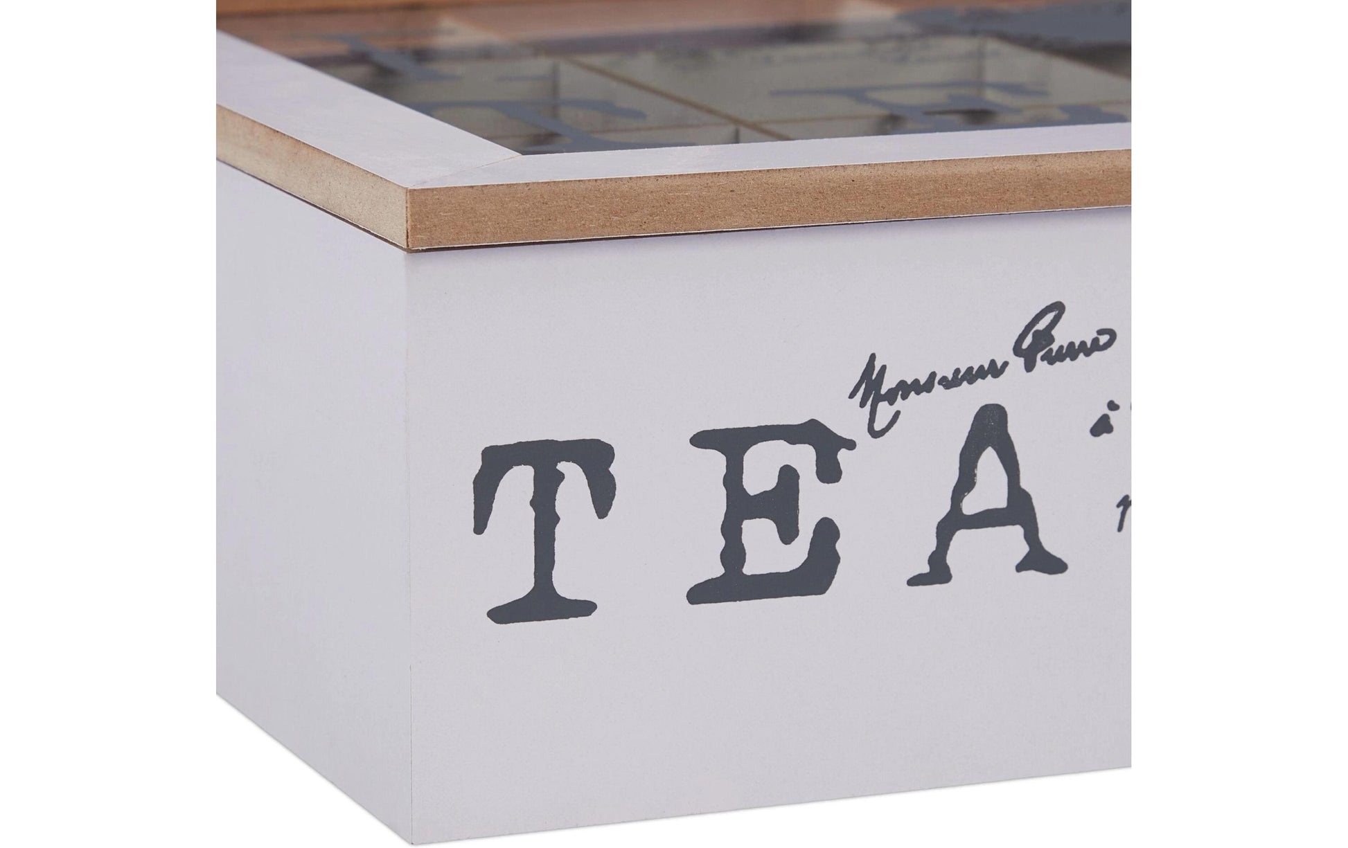 Relaxdays Teebeutelbox Acryl/MDF, 9 Fächer, 25 × 25 × 9 cm, Grau/Weiss